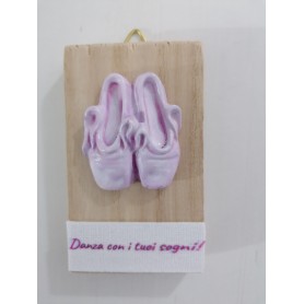 QUADRETTO LEGNO MINI CON SCARPETTE DANZA