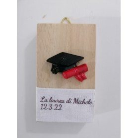 QUADRETTO LEGNO MINI CON TOCCO LAUREA