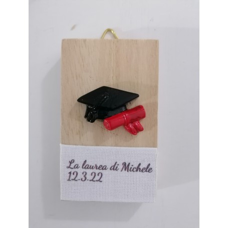 QUADRETTO LEGNO MINI CON TOCCO LAUREA